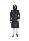 Navy Blue Art Silk  Festive Wear Kurta Pajama With Butti Embroidery Work 1007